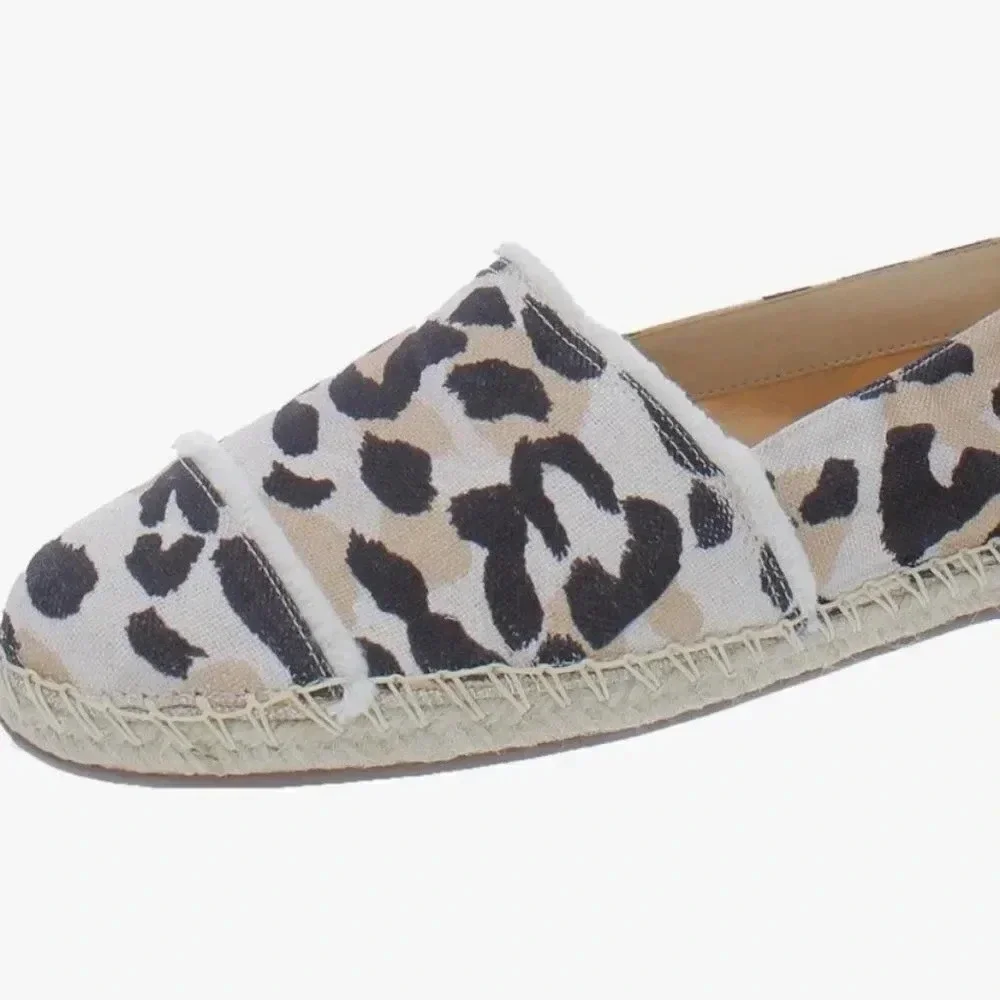 Schutz Ohanna Espadrille Flats Slip On Shoes Cheetah Animal Print Size 6.5